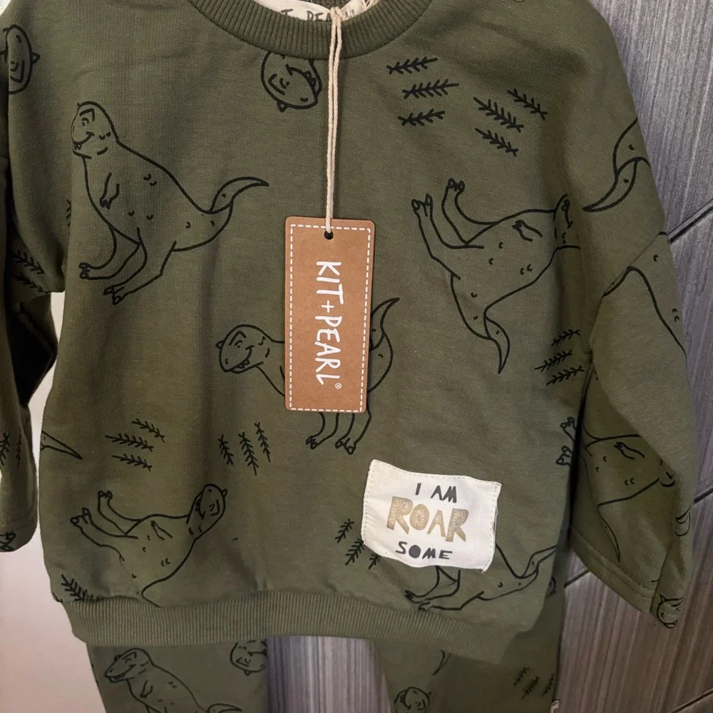 NWT 18 M Dinosaur BUNDLE - Jacket 1 Madison, Sweatsuit Kit+Pearl, Little Me Set